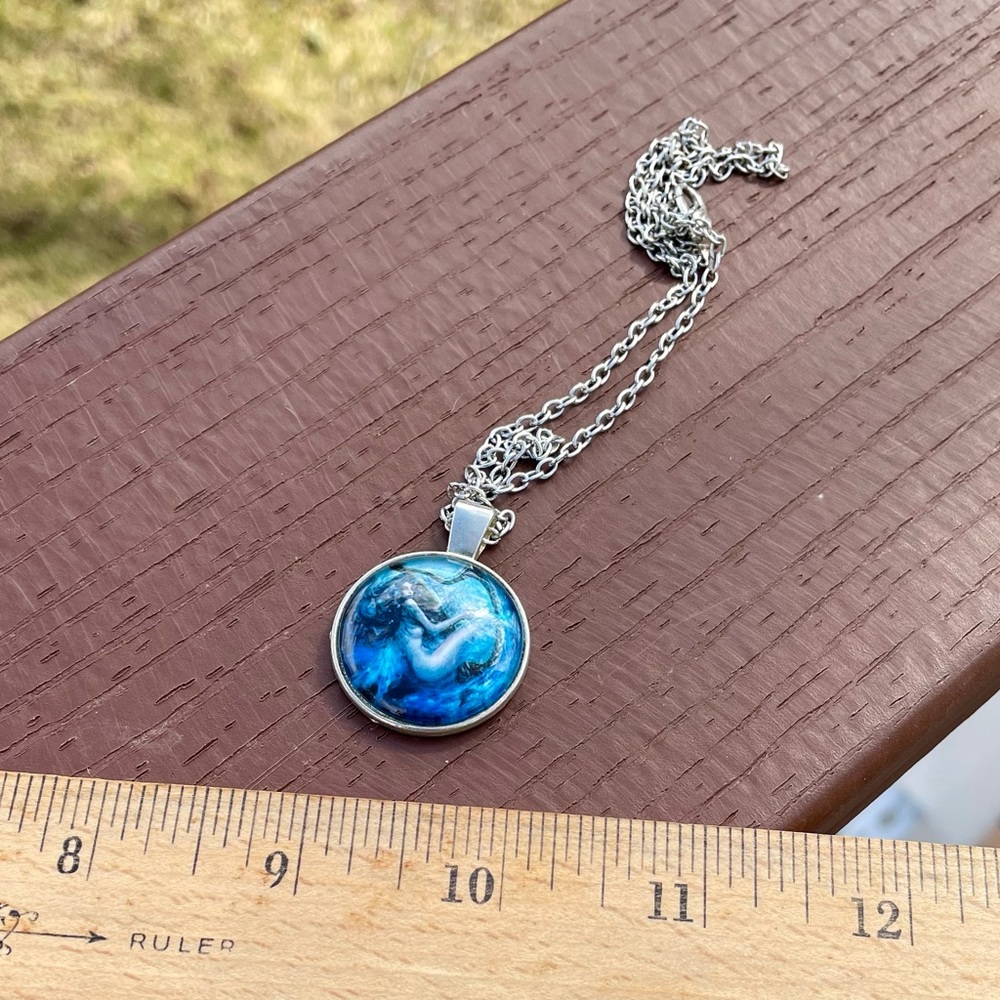 Silver and Glass Mermaid Necklace - Picture 6 of 6